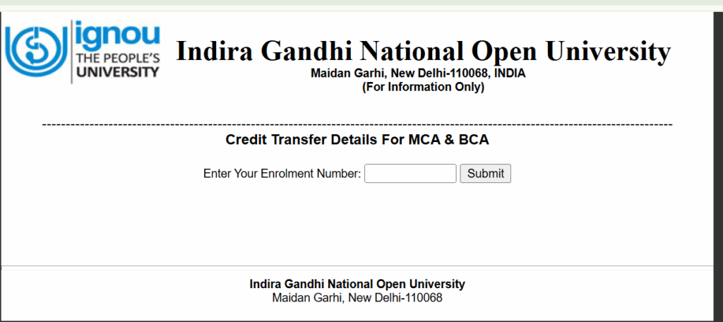 IGNOU Credit Transfer 2025