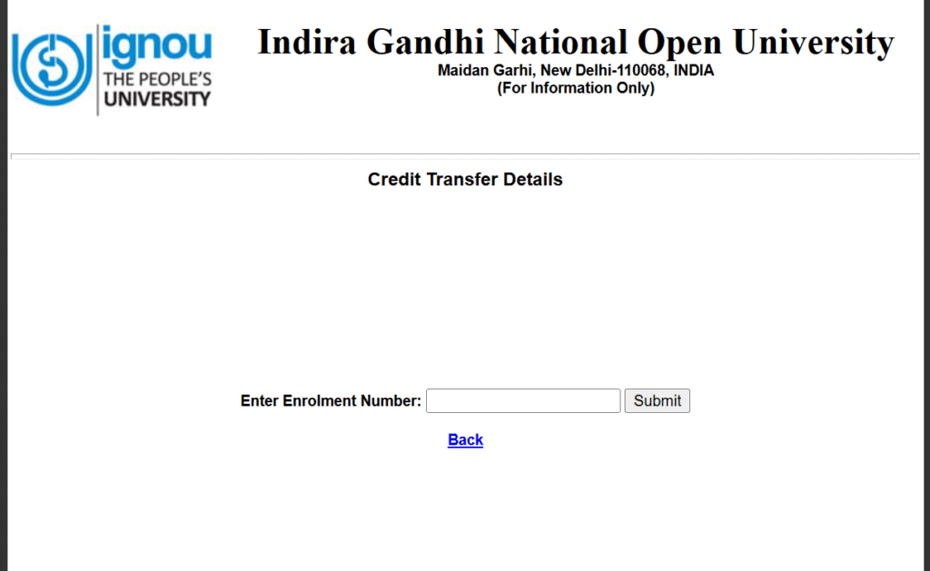 IGNOU Credit Transfer 2025